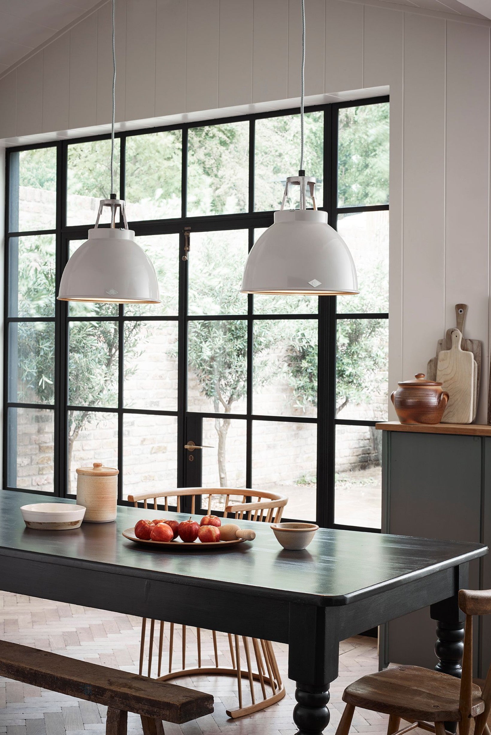 OBTC Lifestyle Image: Contemporary Interior with Titan Size 1 Pendant, Black With White Interior