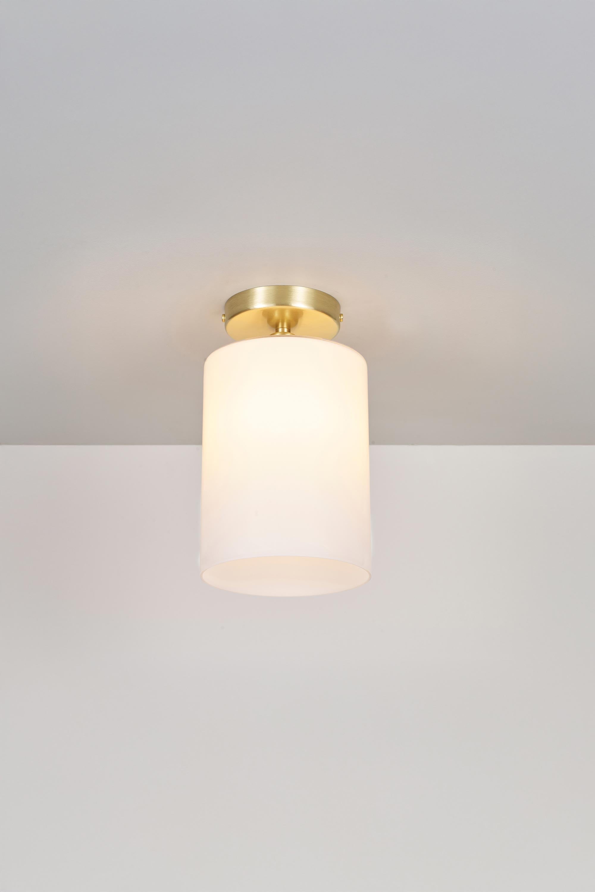OBTC Product Image: FC578 SA OP Brompton Size 2 Ceiling Light Satin Brass Opal Glass On 2