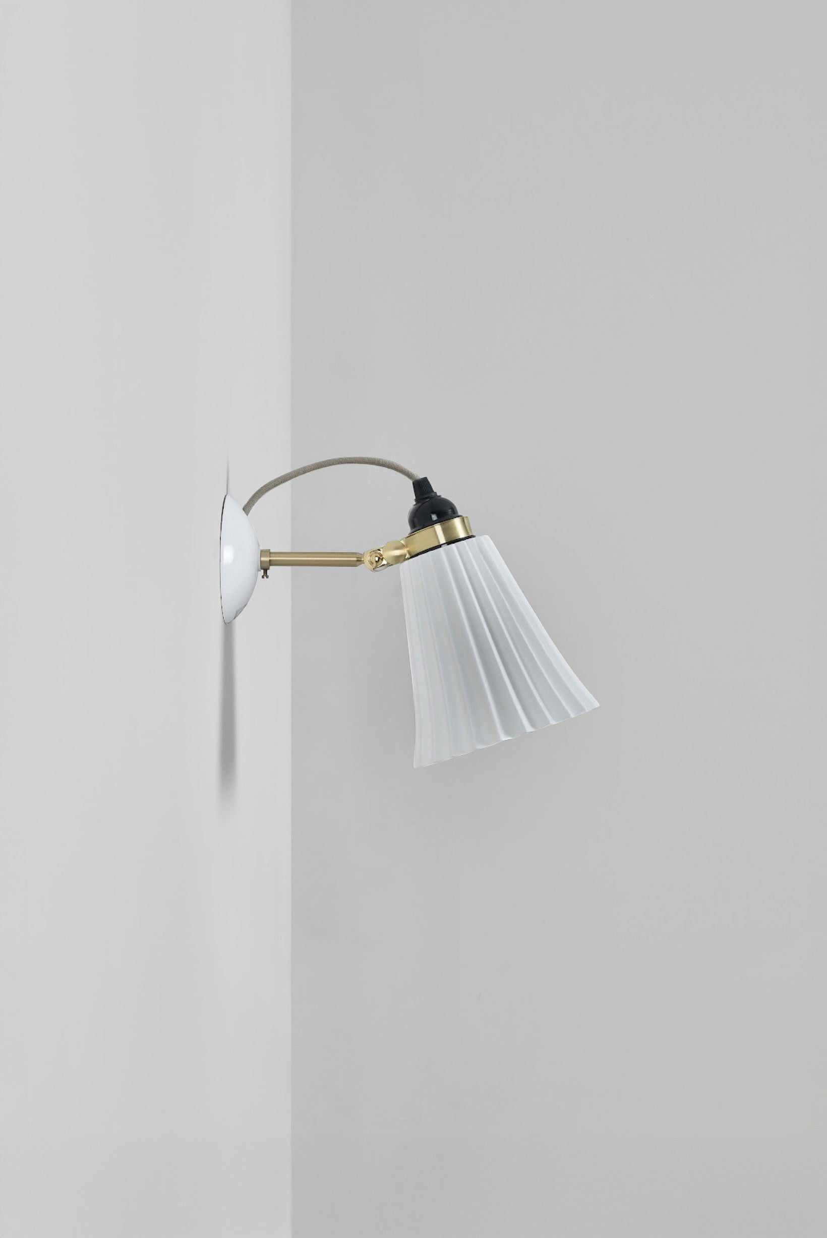OBTC Product Image: Hector Pleat Medium Wall Light, Natural White & Satin Brass