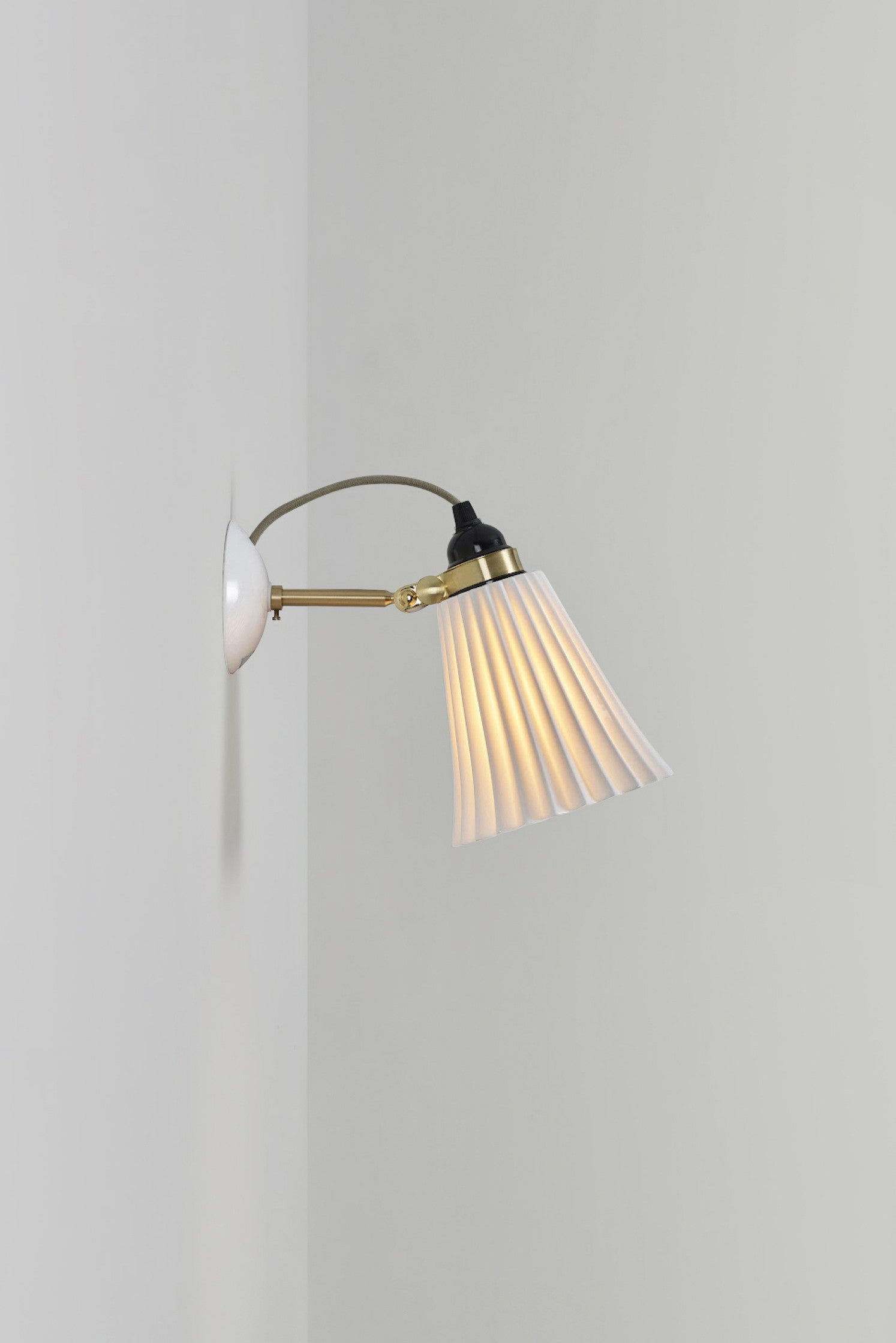 OBTC Product Image: Hector Pleat Medium Wall Light, Natural White & Satin Brass