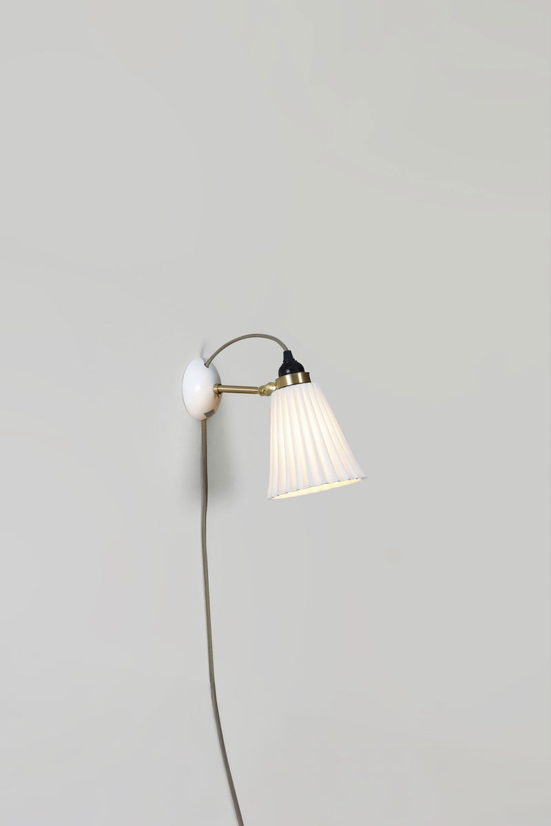 btc Hector Pleat Medium Wall Light PSC Brass Natural White / Grey