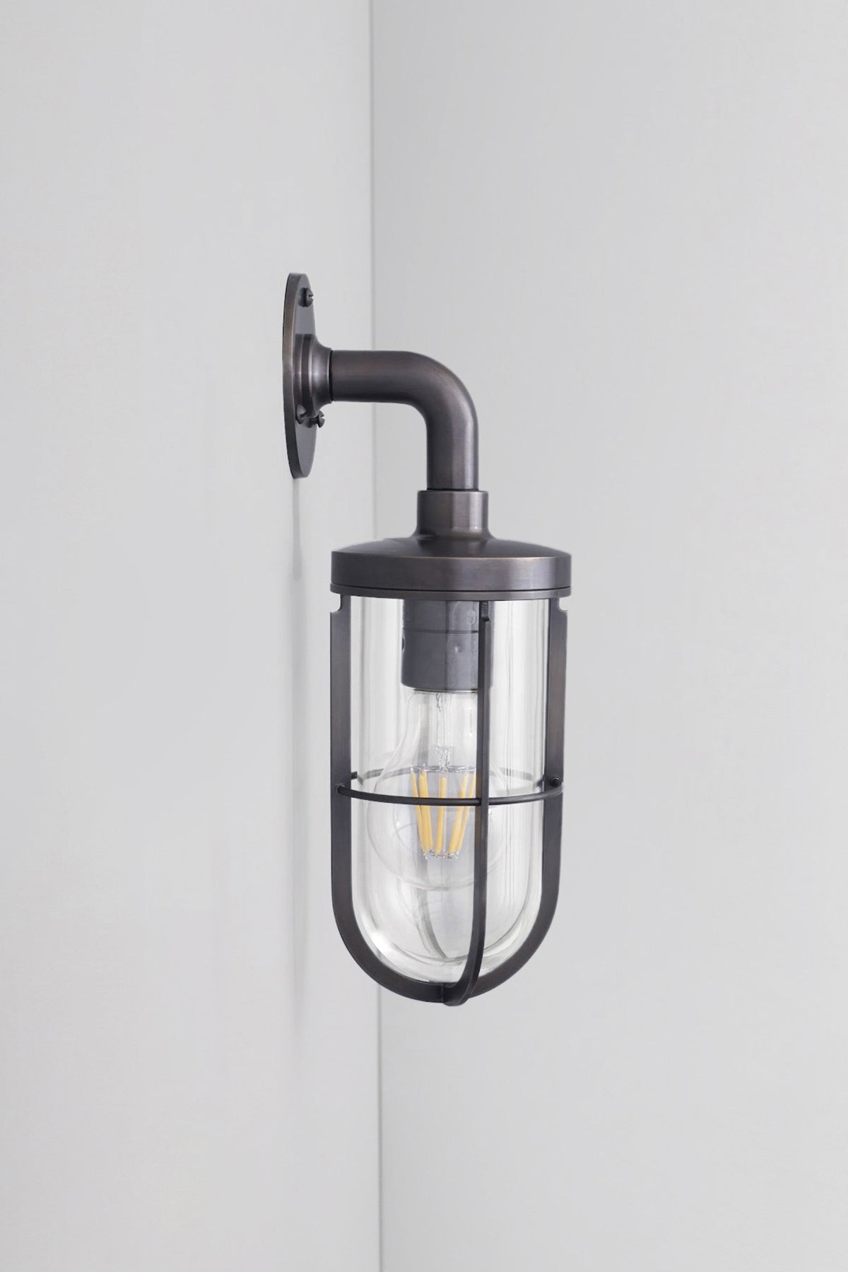 OBTC Product Image, Light Off: Weatherproof Ship's Well Glass Light 7207, Weathered Brass, Clear Glass, Davey Lighting Range