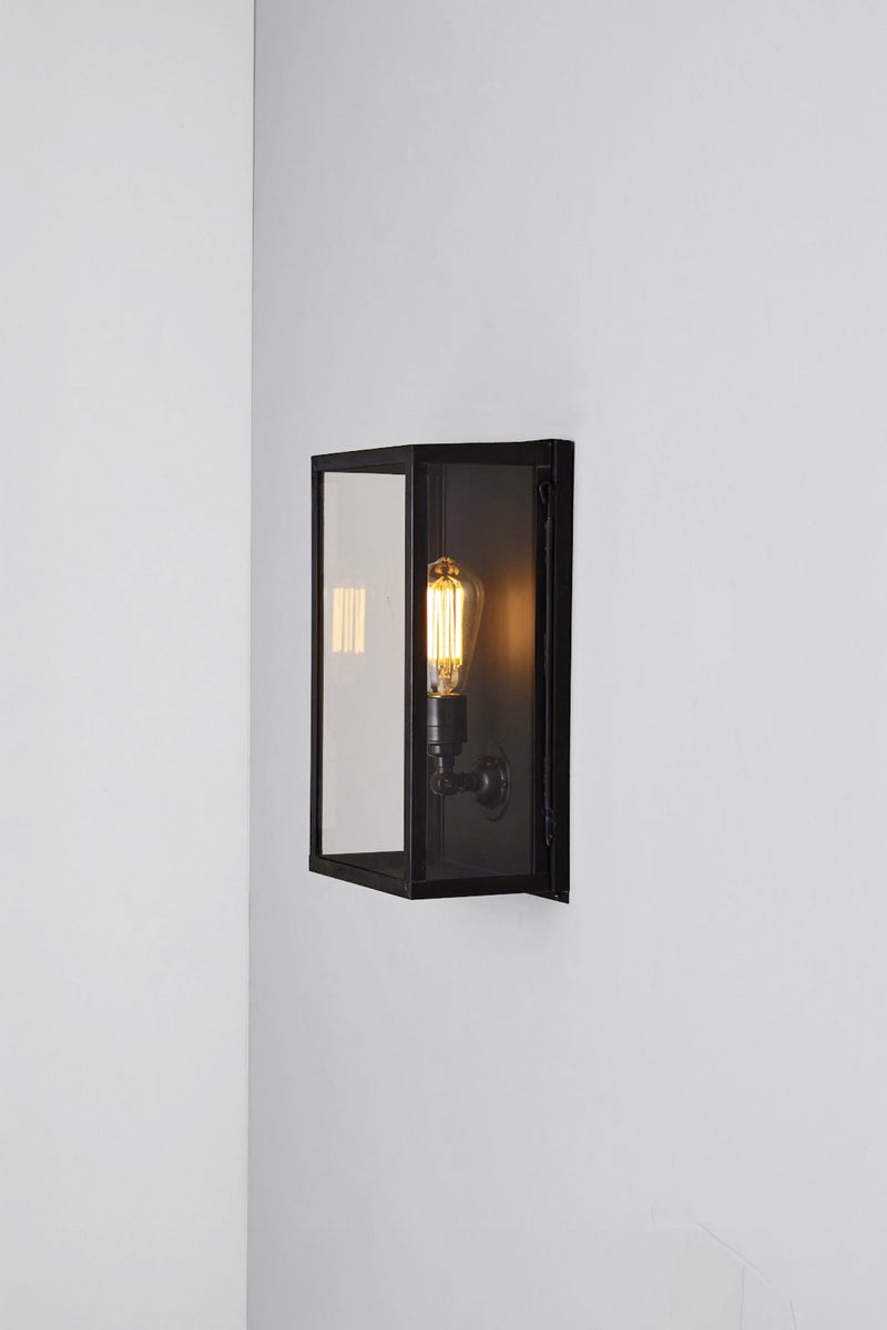 btc Medium Box Wall Light 7645 (Internally Glazed) Weathered Brass / Clear