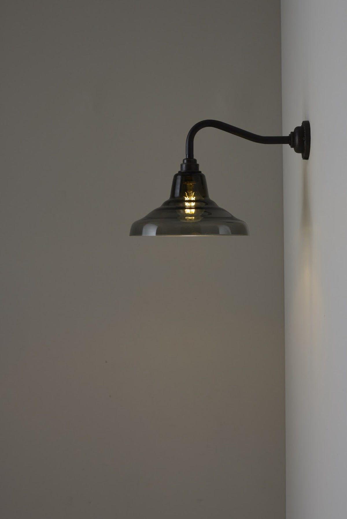 OBTC Product Image: Glass School Wall Light Size 1, Weathered Brass, Anthracite Glass, Davey Lighting