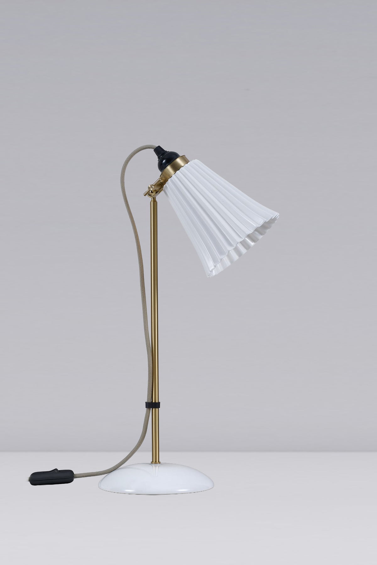 OBTC Product Image, Light Off: Hector Pleat Medium Table Light, Natural White & Satin Brass