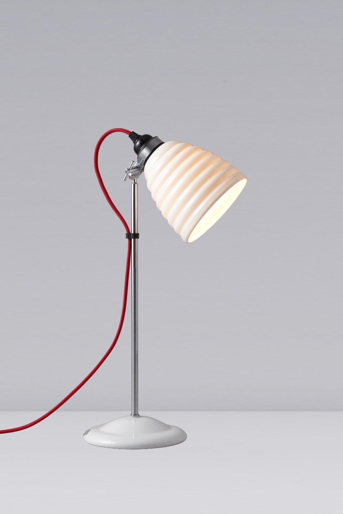 OBTC Product Image, Light On: Hector Bibendum Table Light, Natural White With Red Cable