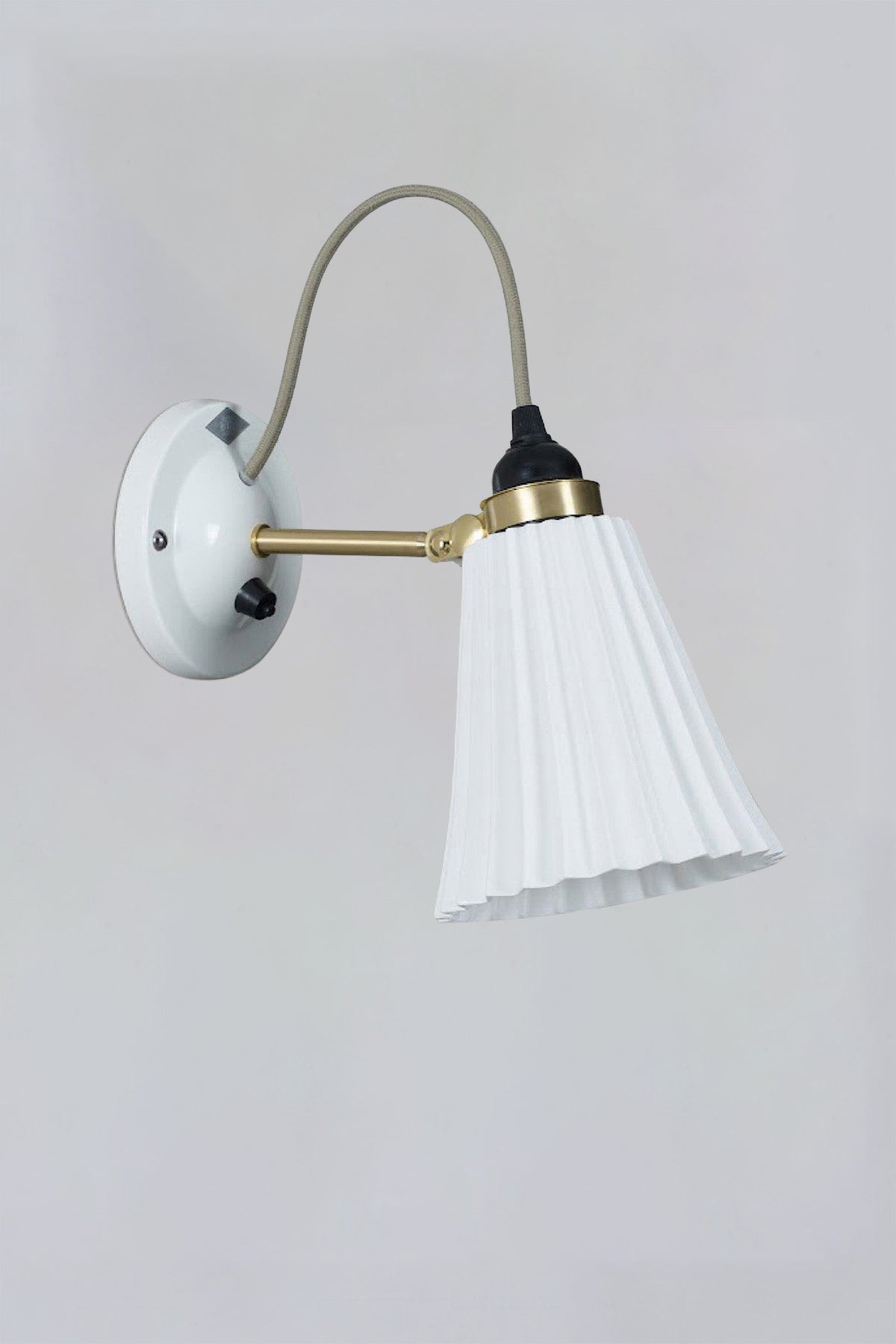 OBTC Product Image, Light Off: Hector Pleat Medium Wall Light, Natural White & Satin Brass