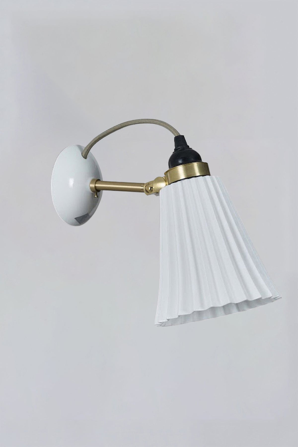 OBTC Product Image, Light Off: Hector Pleat Medium Wall Light, Natural White & Satin Brass