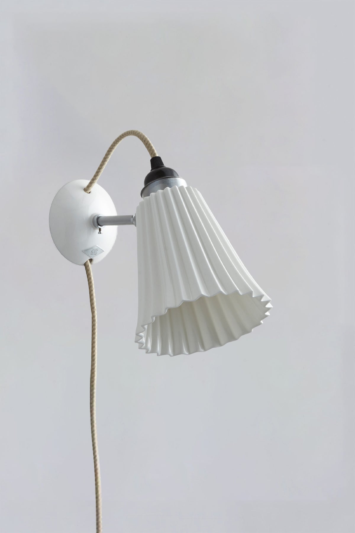 OBTC Product Image, Light Off: Hector Medium Pleat Wall Light, PSC, Natural White