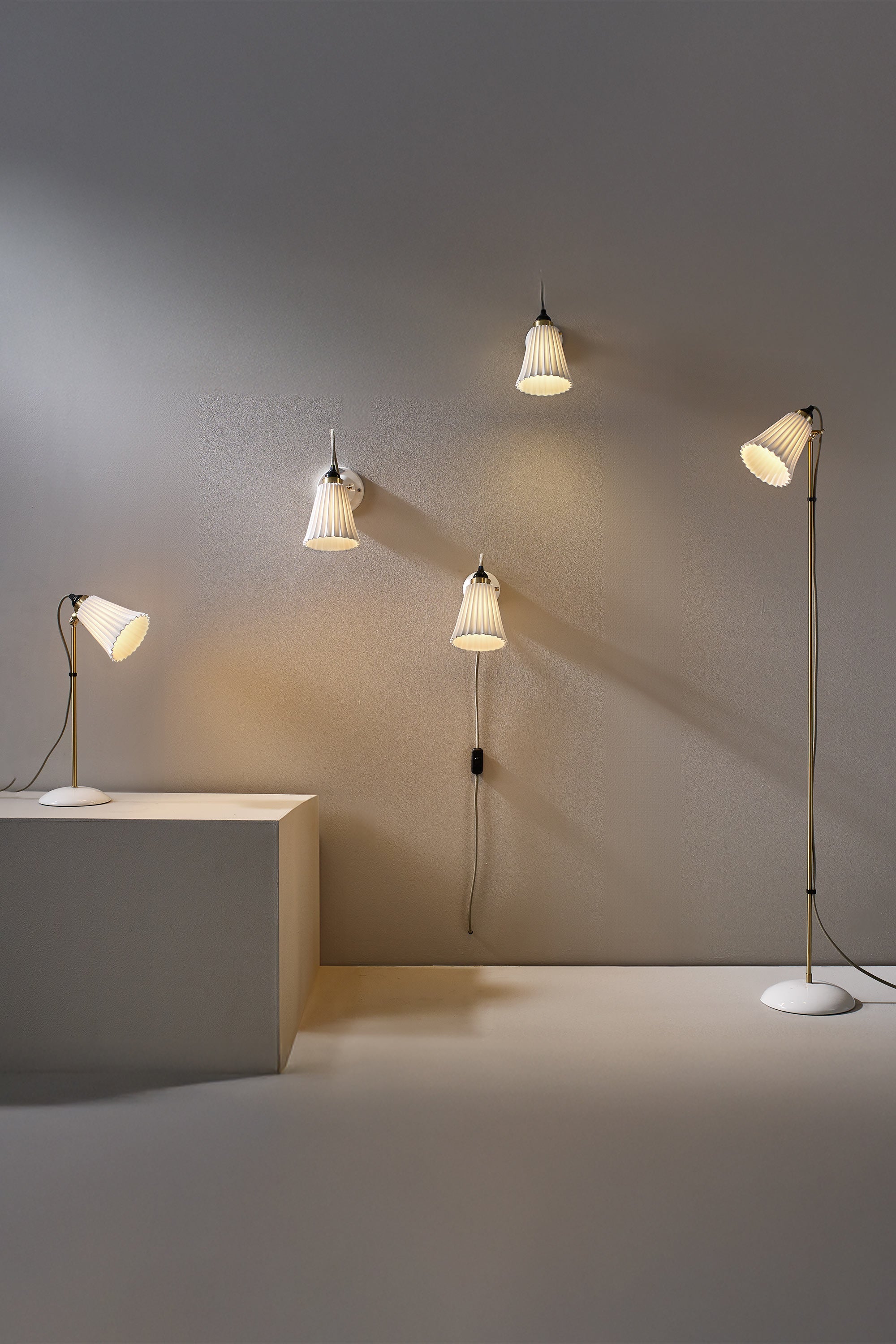 Hector Pleat Medium Wall Light, PSC, Brass
