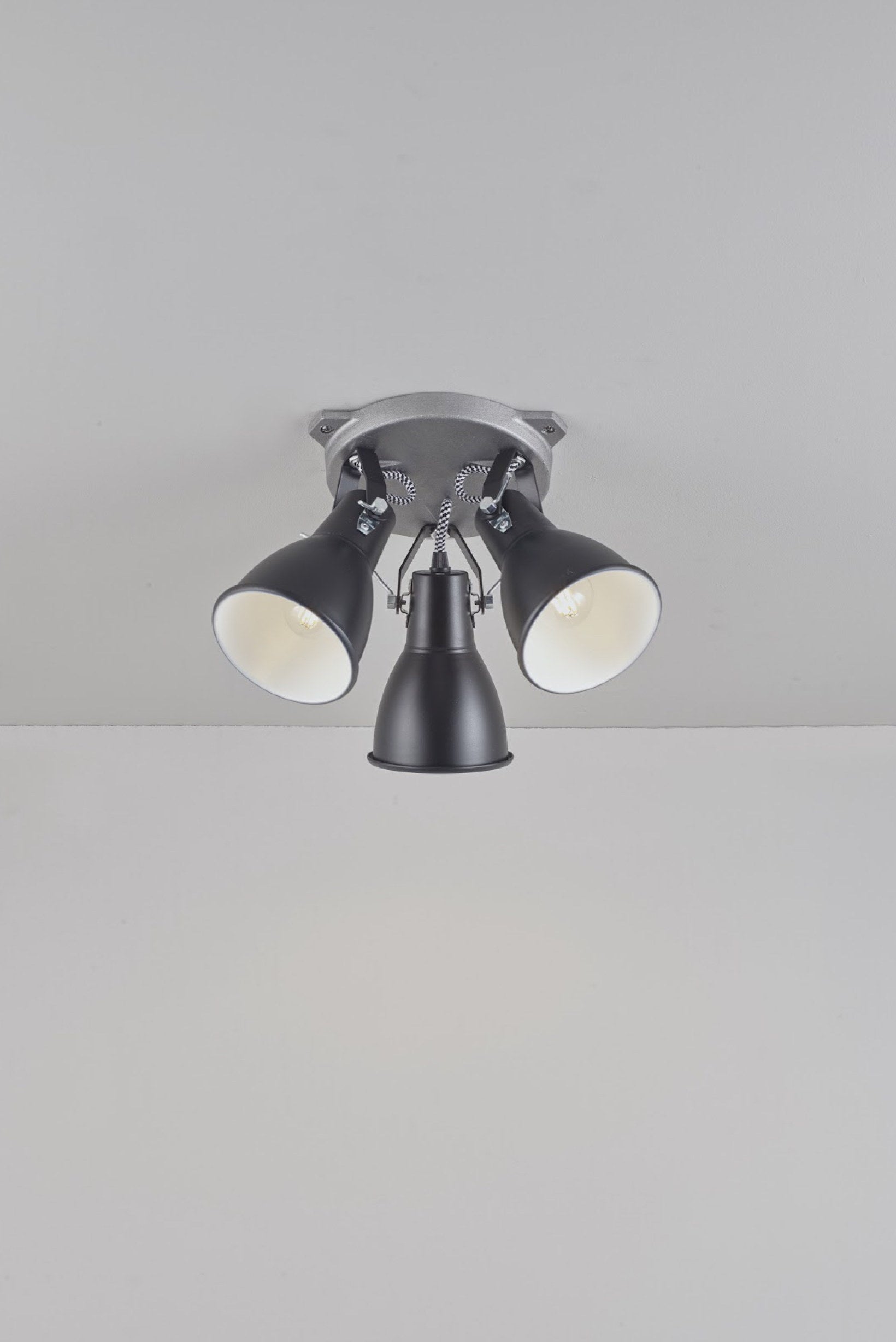 OBTC Product Image, Light On: Stirrup Triple Ceiling Light, Black Range