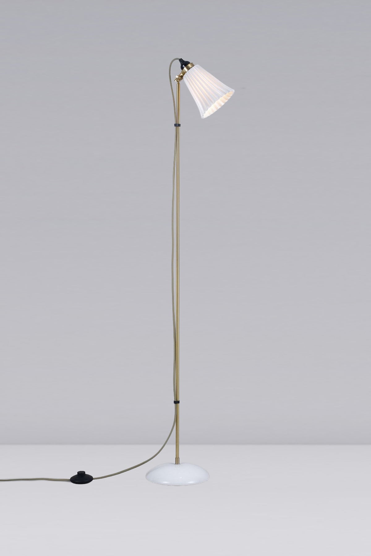 OBTC Product Image, Light On: Hector Pleat Medium Floor Light, Natural White & Satin Brass
