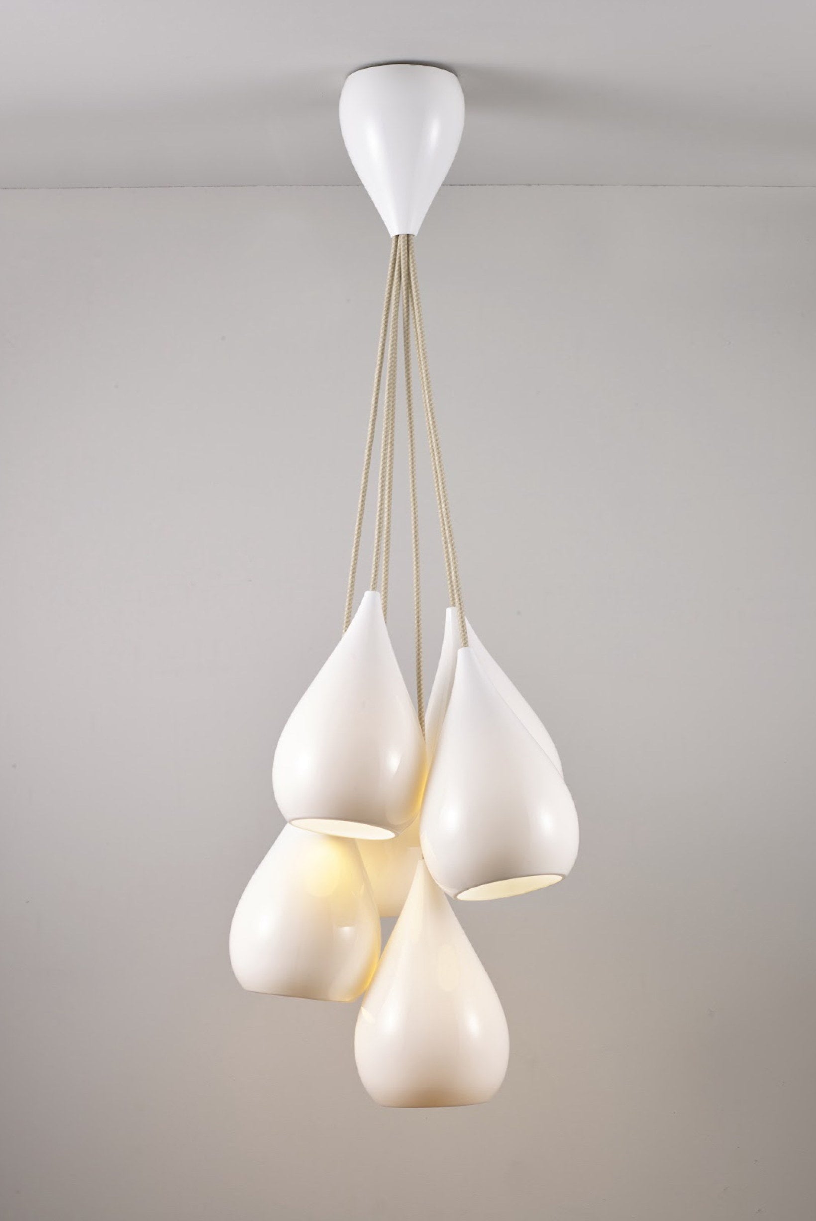OBTC Product Image, Light On: Drop One Grouping of Six Pendants, Natural White Gloss Range