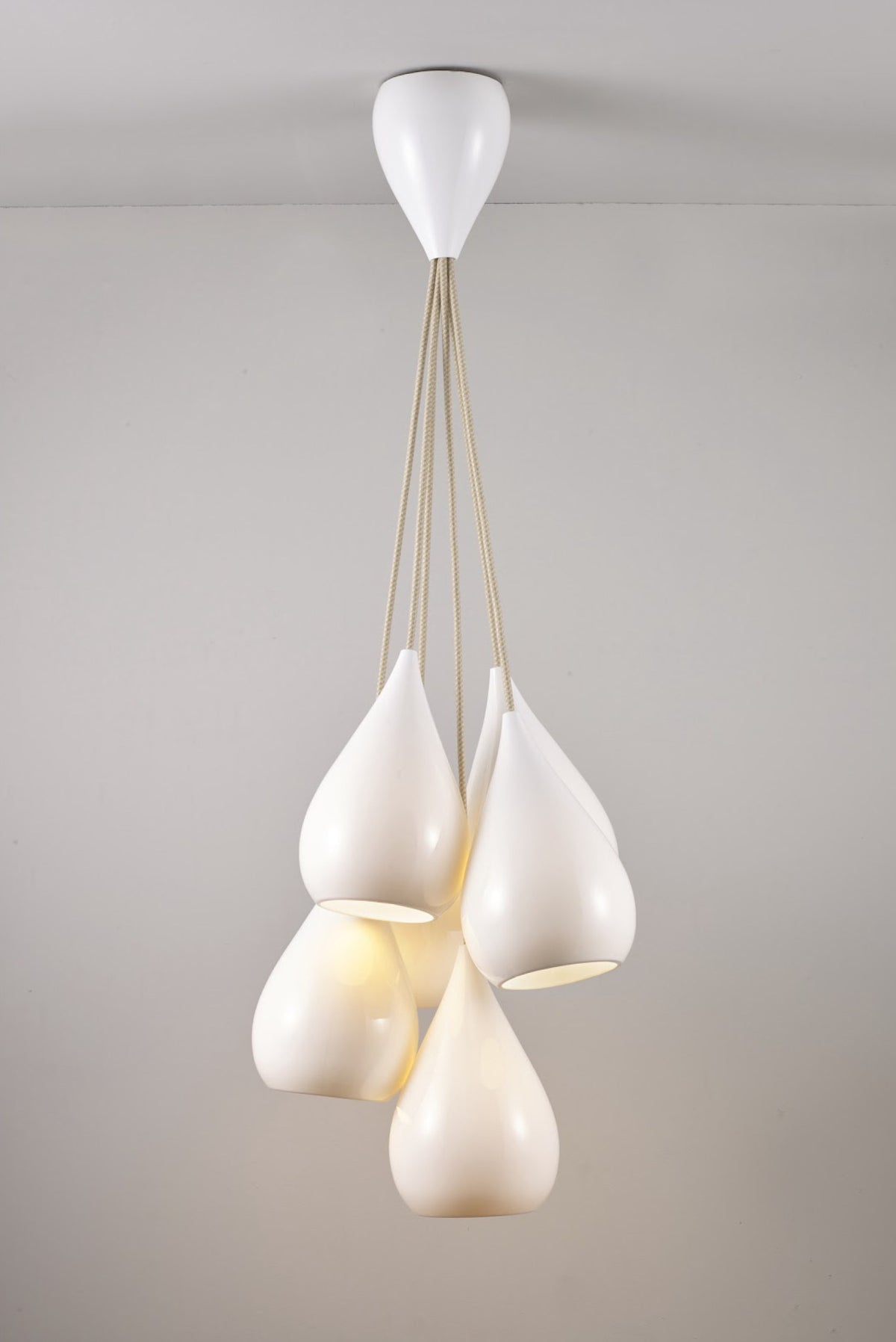 OBTC Product Image, Light On: Drop One Grouping of Six Pendants, Natural White Gloss Range
