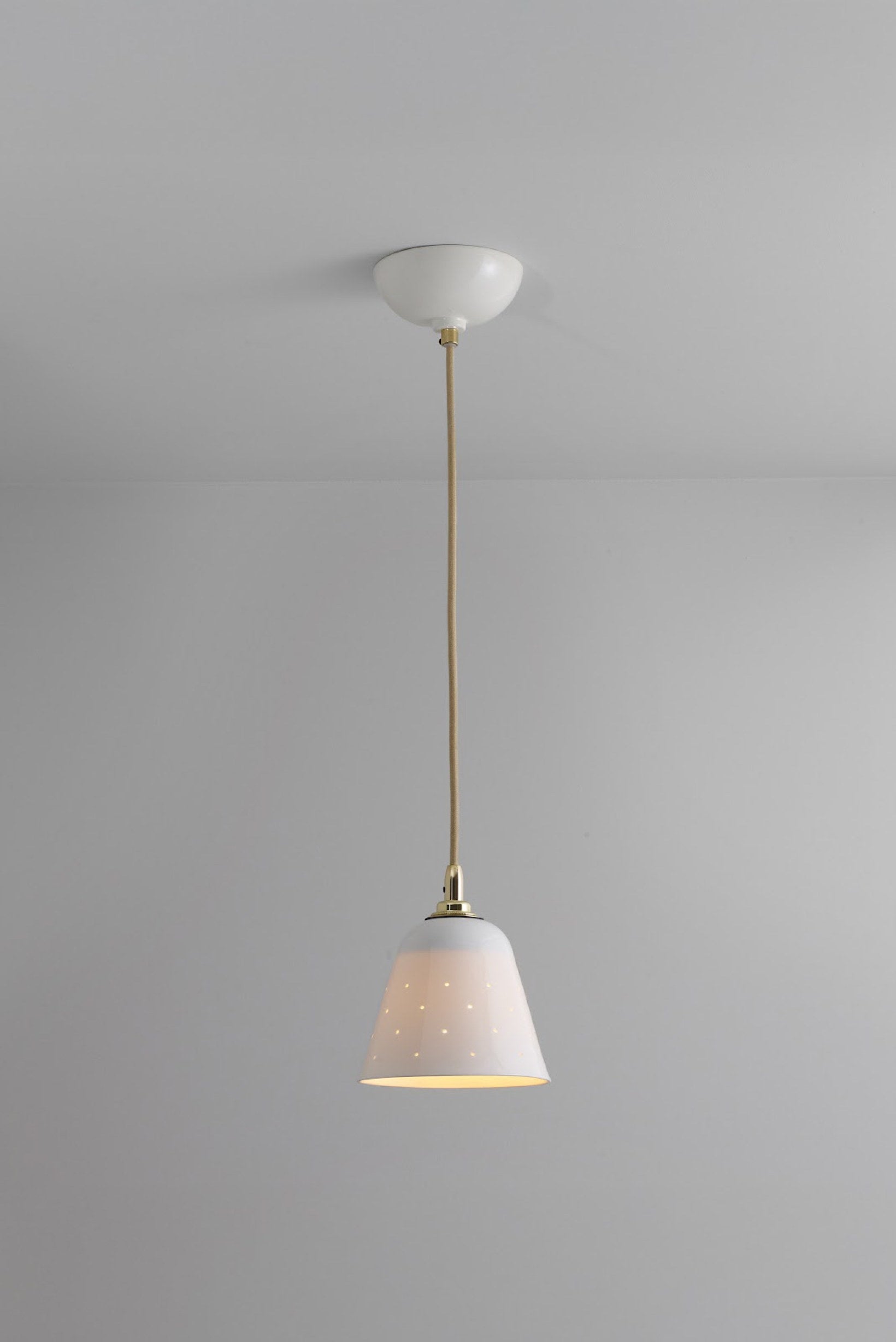 OBTC Product Image, Light On: Alma Pendant Light, Natural White & Satin Brass Range