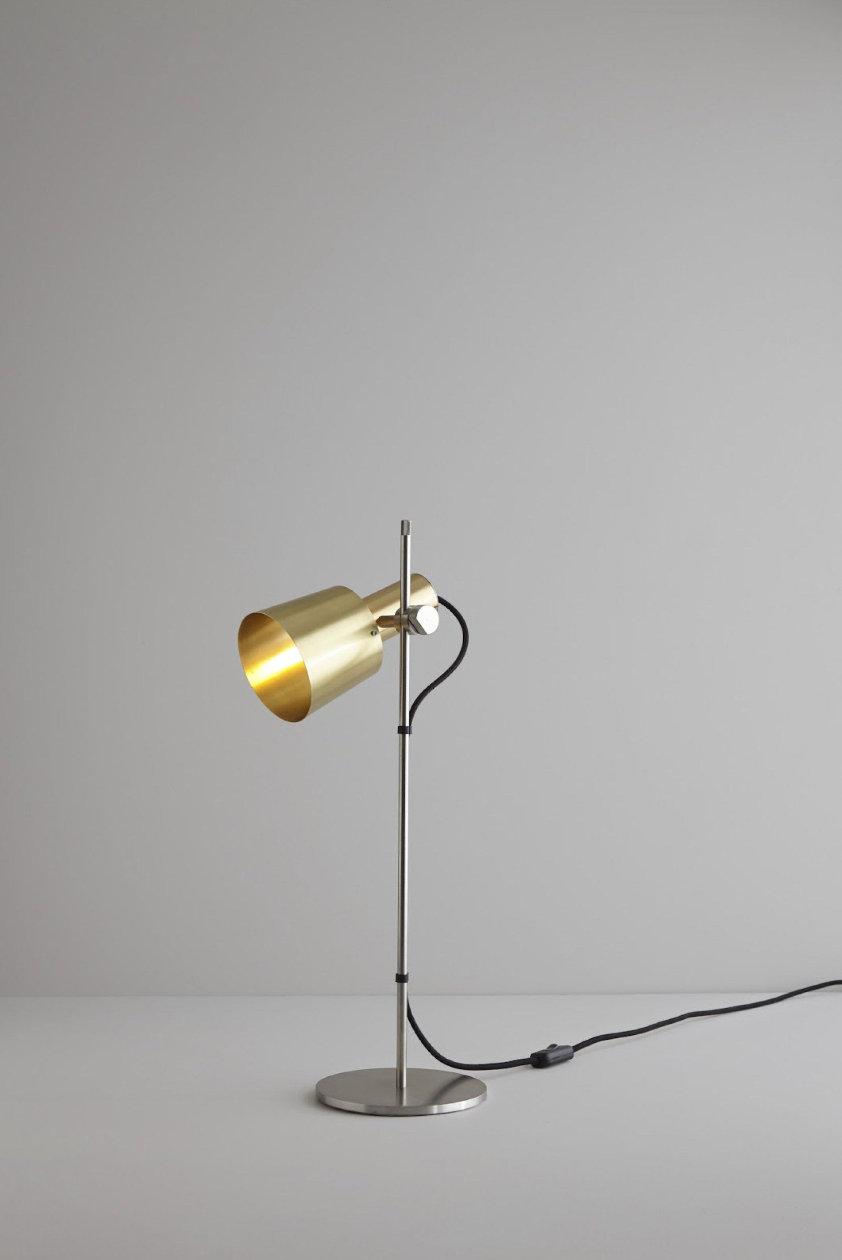 OBTC Product Image, Light On: Chester Table Light, Satin Brass & Stainless Steel Range