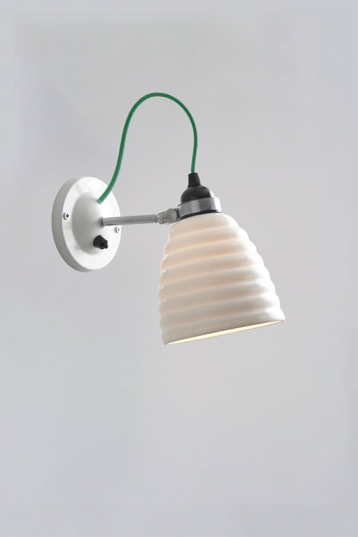 OBTC Product Image, Light On: Hector Bibendum Wall Light Switched, Natural White With Green Cable Range