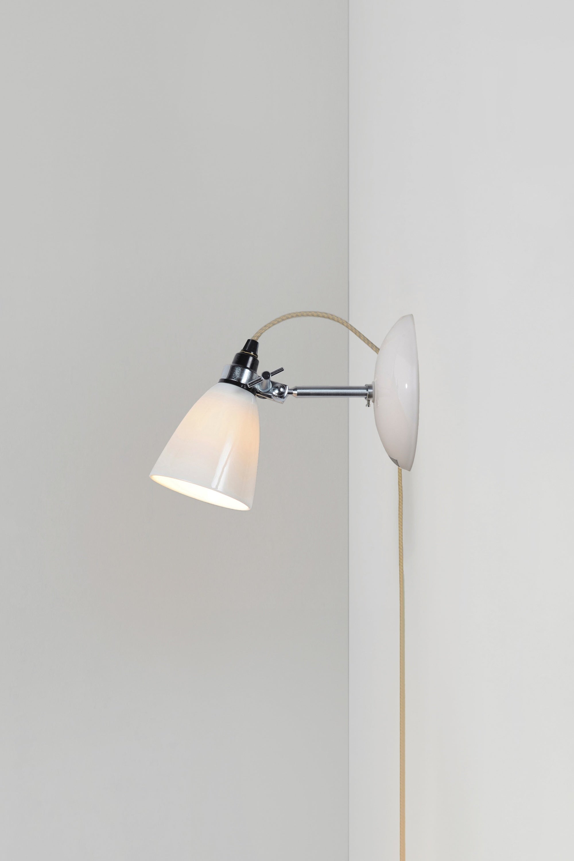 O.BTC | Hector Small Dome Wall Light, Plug, switch & cable