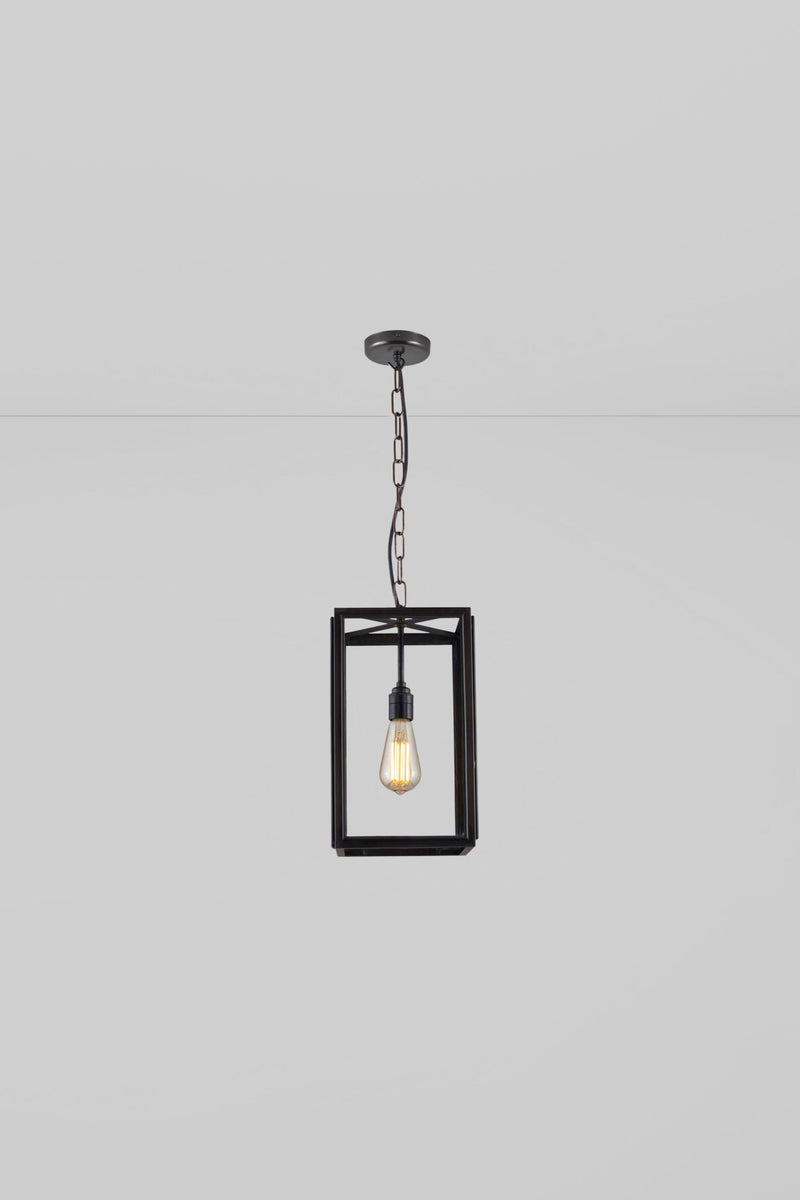 btc Small Square Pendant Weathered Brass / Clear