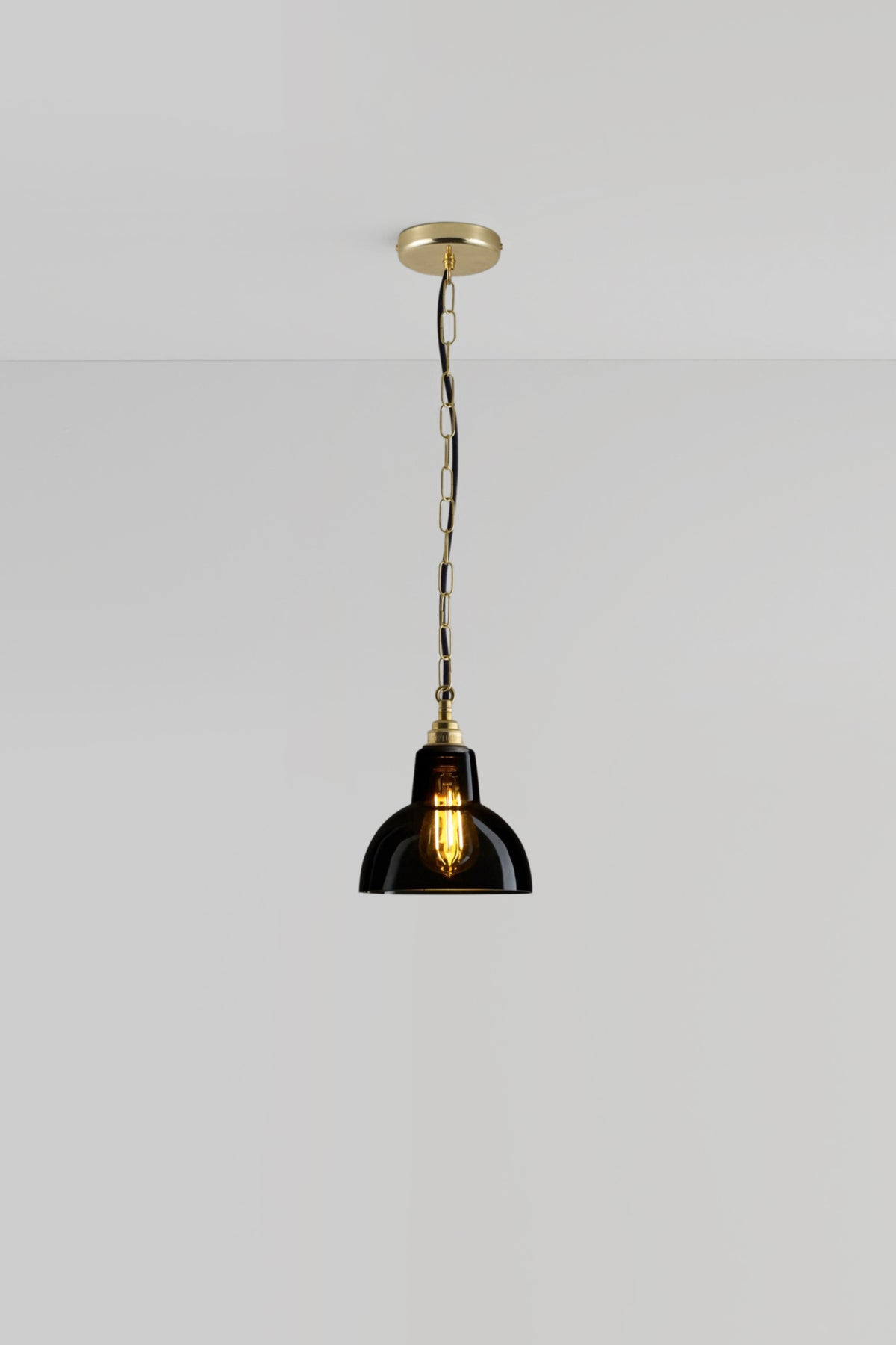 OBTC Product Image: Switched On Glass York Pendant Size 1 in Brass and Anthracite Glass by Davey Lighting