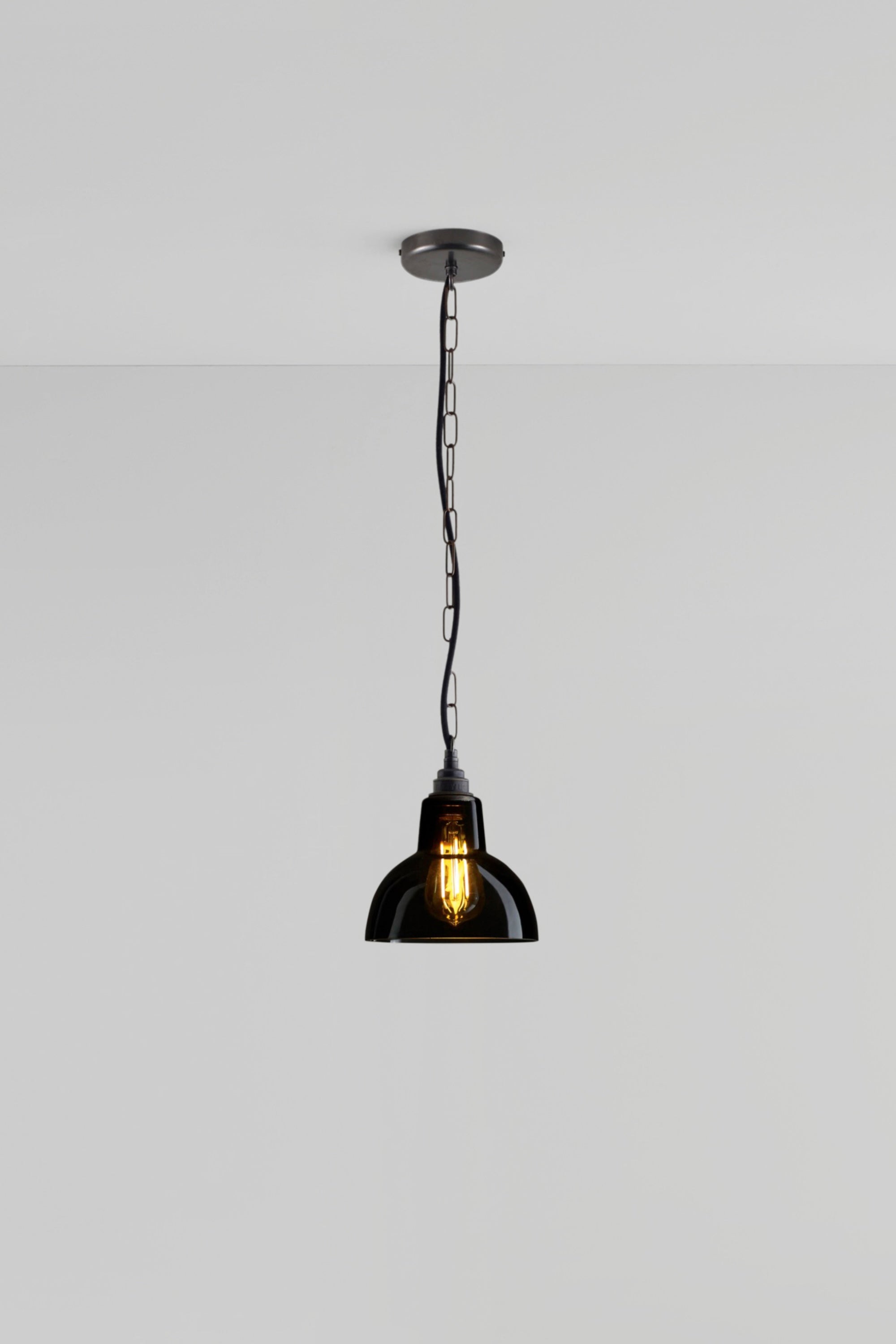 OBTC Product Image: Switched On Glass York Pendant Size 1 in Weathered Brass and Anthracite Glass by Davey Lighting