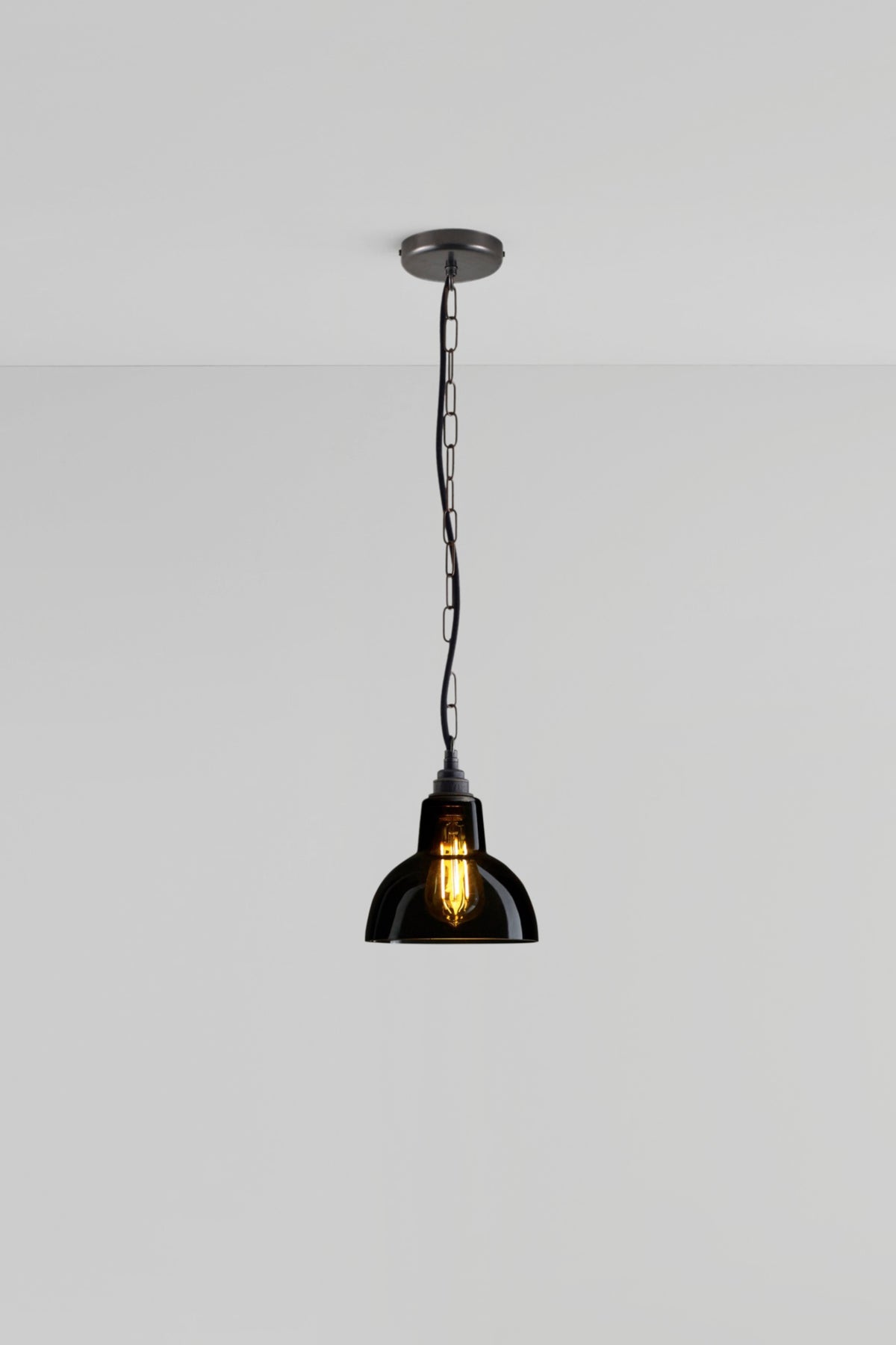 OBTC Product Image: Switched On Glass York Pendant Size 1 in Weathered Brass and Anthracite Glass by Davey Lighting