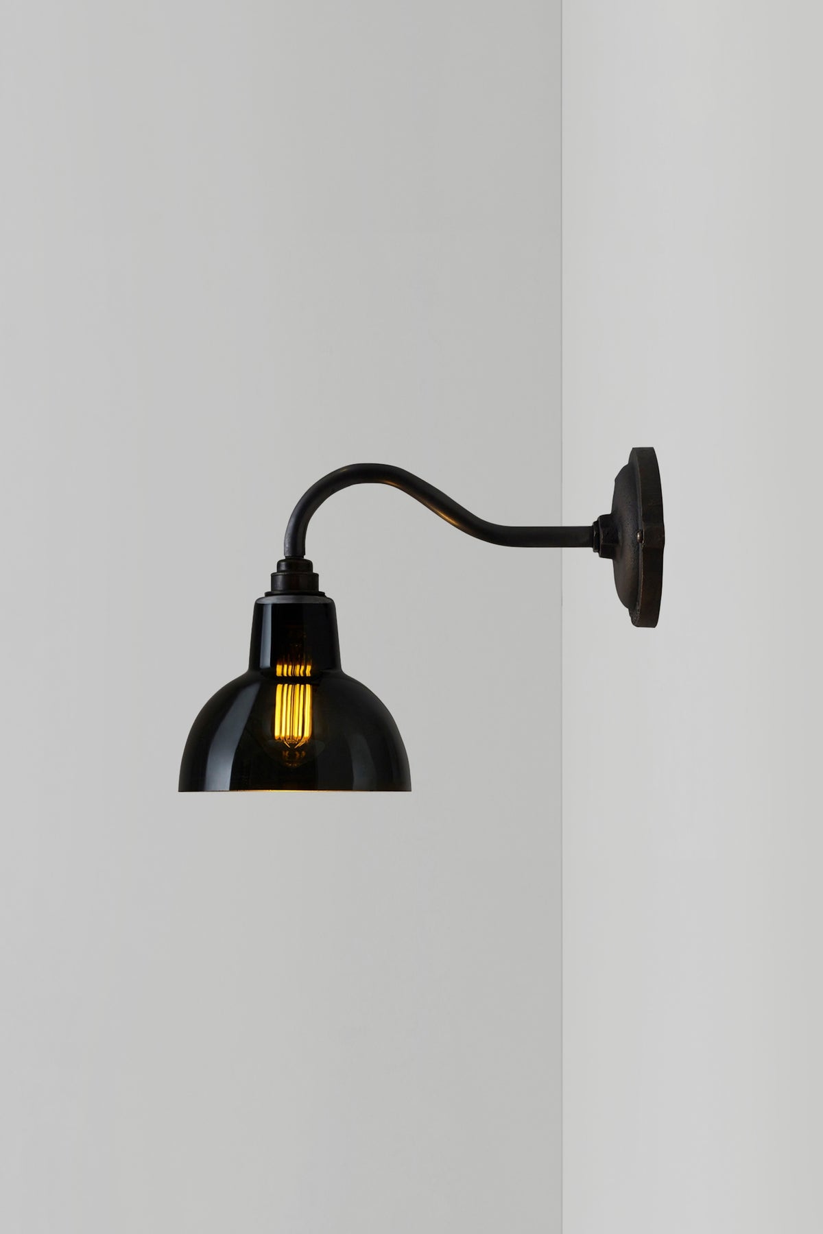 OBTC Product Image: Switched On Glass York Wall Light Size 1 in Weathered Brass and Anthracite Glass by Davey Lighting