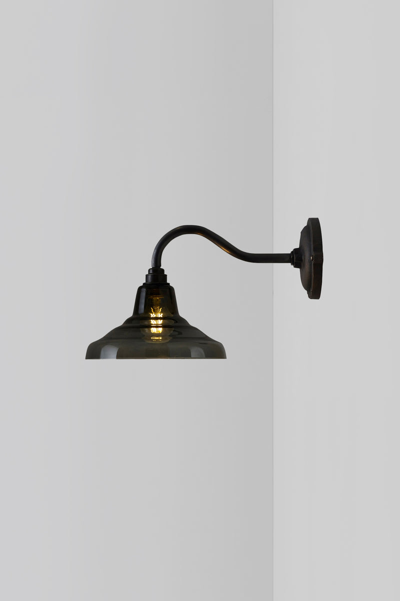 btc Glass School Wall Light Size 1 Weathered Brass / Opal