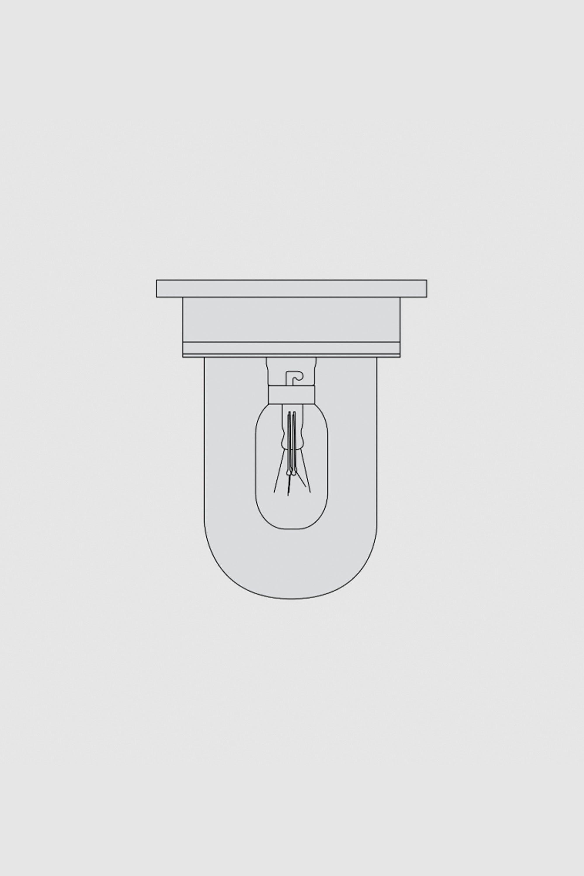 Line drawing of a wall-mounted light fixture on a light gray background